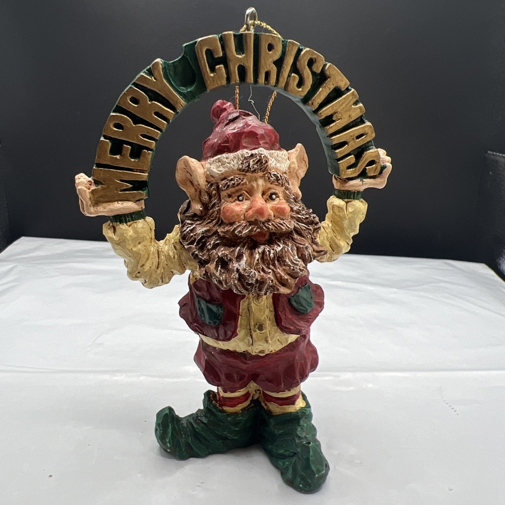 1994 World of Whimsy Holiday Elf Figurine Ornament Cast Art Industries Vintage